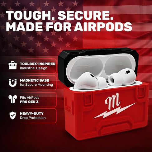 Airpod Pro 3 Case for Milwaukee Packout – Durable Toolbox Design - Made in USA in Saudi Arabia