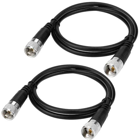 كابل محوري RG8x، 2 حزمة كابل توصيل CB بطول 2 قدم PL259 موصل UHF 50 أوم خسارة منخفضة لراديو لحم الخنزير، ومحلل الهوائي، والحمل الدمي ومقياس SWR in Saudi Arabia