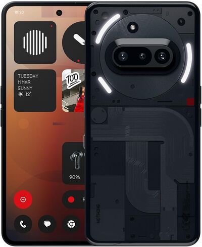 لا شيء هاتف (3a) هاتف ذكي، شاشة AMOLED 6.77 بوصة 120 هرتز، نظام كاميرا ثلاثية 50 ميجابكسل، معالج Snapdragon 7s Gen3، بلوتوث 5.4، IP64 مقاوم للماء، 5000 مللي أمبير، ثنائي نانو سيم، أندرويد 15، 8 + 128 جيجابايت أسود in Kuwait