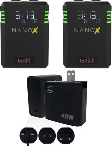 بطارية Core SWX NANOX Micro 150 150Wh 14.8V 9900mAh SMART Gold-Mount، حزمة مع شاحن حائط XPD-45 45W Universal USB-C PD in Kuwait