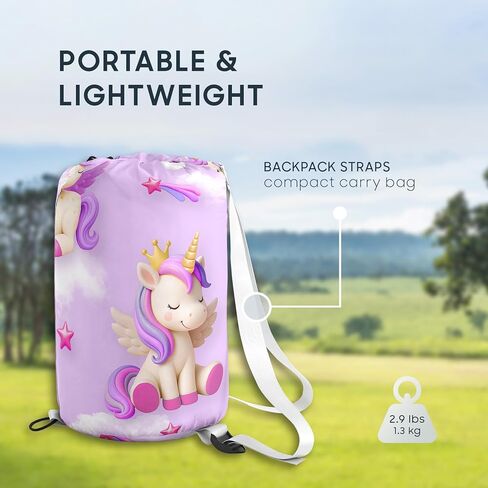 Wake In Cloud - Kids Sleeping Bag for Girls Toddlers, Camping in Warm Cold Weather, Backpacking Lightweight Compact Outdoor Liner for 3 Seasons, 3D Winged Unicorns in Saudi Arabia
