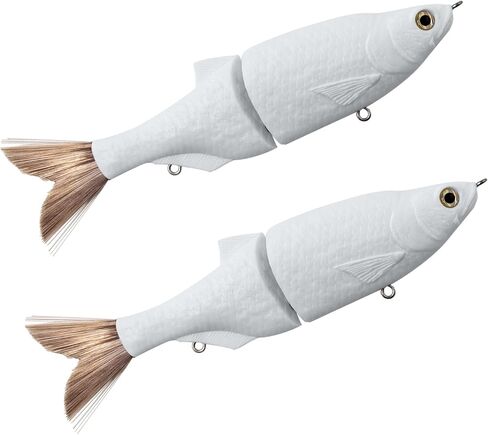 2 Pack Glide Bait Blanks – Unpainted Swimbait Lures for Bass & Musky, with Fiber Tail, Gravity Ball, 3D Eyes & Steel-Wire Joints for S-Shaped Swim in Saudi Arabia