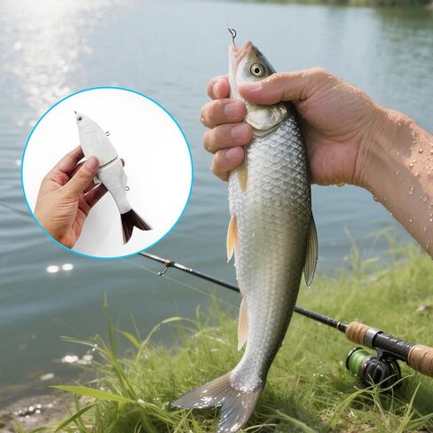 2 Pack Glide Bait Blanks – Unpainted Swimbait Lures for Bass & Musky, with Fiber Tail, Gravity Ball, 3D Eyes & Steel-Wire Joints for S-Shaped Swim in Saudi Arabia