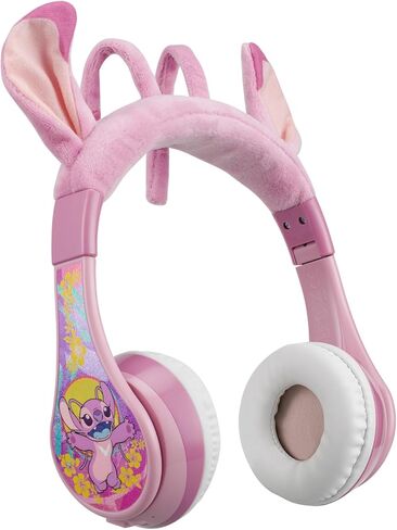 Disney Stitch Angel Bluetooth Headphones, Wireless Headphones with Microphone Includes Aux Cord, Volume Reduced Kids Foldable Headphones for School, Home, or Travel in Saudi Arabia