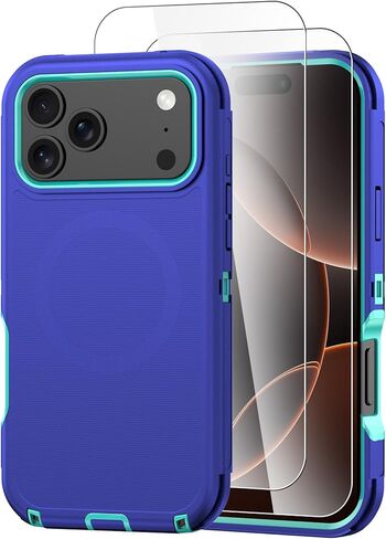 Magnetic for iPhone 17 Pro Max Case,Compatible with Magsafe,2 Screen Protector and 2 Camera Lens Protector, Military Grade Protection,Case for iPhone 17 Pro Max【Black Black】 in Saudi Arabia