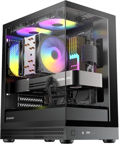 حافظة Okinos Aqua UNO Micro ATX، بدون دعم للمبرد، زجاج مقوى بانورامي سريع التحرير من الأمام والجانب، مراوح ARGB 3 × 120 مم مثبتة مسبقًا، نوع C 5 جيجابت في الثانية، أسود in Kuwait