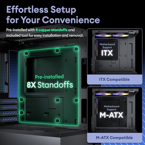 حافظة Okinos Aqua UNO Micro ATX، بدون دعم للمبرد، زجاج مقوى بانورامي سريع التحرير من الأمام والجانب، مراوح ARGB 3 × 120 مم مثبتة مسبقًا، نوع C 5 جيجابت في الثانية، أسود in Kuwait