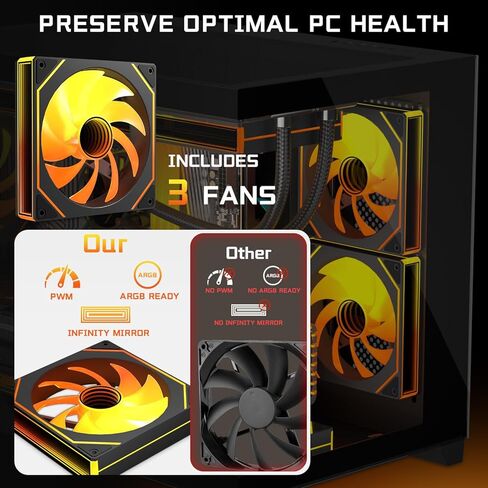 حافظة كمبيوتر ألعاب Micro-ATX مع زجاج مقسى بعرض 270 درجة، ومروحتين PWM ARGB مثبتتين مسبقًا وفلتر مغناطيسي، تدعم وحدة معالجة الرسومات مقاس 420 مم ومبرد AIO مقاس 360 مم، ومزود طاقة ATX قياسي in Kuwait