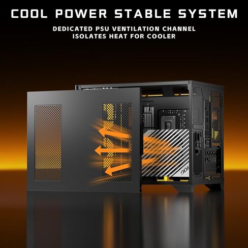 حافظة كمبيوتر ألعاب Micro-ATX مع زجاج مقسى بعرض 270 درجة، ومروحتين PWM ARGB مثبتتين مسبقًا وفلتر مغناطيسي، تدعم وحدة معالجة الرسومات مقاس 420 مم ومبرد AIO مقاس 360 مم، ومزود طاقة ATX قياسي in Kuwait