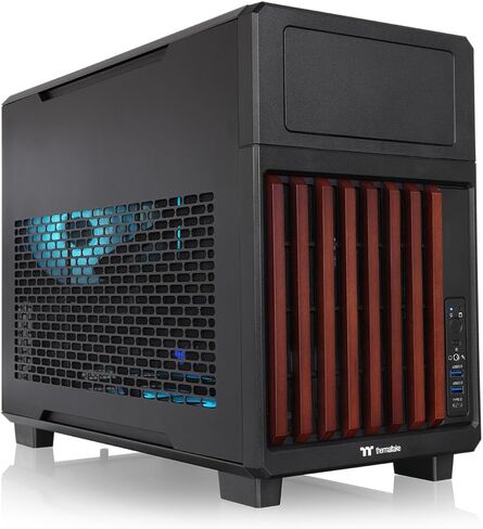Thermaltake TR200 WS; Micro Chassis; Wood Front Trim; mATX/mITX Support; 360mm Radiator Support; 365mm GPU Clearance; 175mm Air Cooler Clearance; 5.25" Bay Support; Black; CA-11L-00S1NN-WS in Saudi Arabia