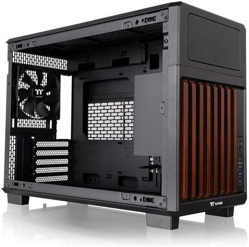 Thermaltake TR200 WS; Micro Chassis; Wood Front Trim; mATX/mITX Support; 360mm Radiator Support; 365mm GPU Clearance; 175mm Air Cooler Clearance; 5.25" Bay Support; Black; CA-11L-00S1NN-WS in Saudi Arabia