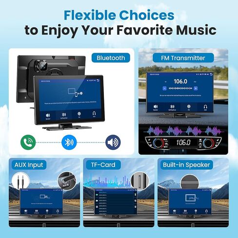 شاشة Apple Carplay المحمولة للسيارة، شاشة تشغيل لاسلكية كبيرة جدًا مقاس 11.3 بوصة وشاشة Android Auto للسيارة، ستيريو السيارة مع كاميرا داش 4K، عرض التطبيق، كاميرا احتياطية، نظام تحديد المواقع العالمي، وصلة مرآة، FM، التحكم الصوتي in Kuwait