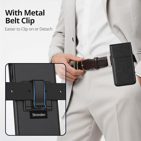 Magnetic Closure Holster for Samsung Galaxy S26, S25, S24, S23, S22, S21, S20 - Leather Vertical Belt Case with Metal Clip, Premium Pouch (Fits Slim/Regular Case) in Saudi Arabia
