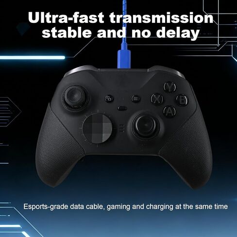 كابل شحن USB من النوع C بطول 2.7 متر بطول 9 أقدام، خط مضفر متعدد الطبقات (أزرق)، متوافق مع Xbox Series S/X، متوافق مع سلك شحن وحدة التحكم Xbox Elite Series 2 in Kuwait