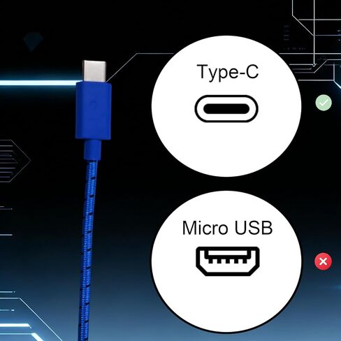 كابل شحن USB من النوع C بطول 2.7 متر بطول 9 أقدام، خط مضفر متعدد الطبقات (أزرق)، متوافق مع Xbox Series S/X، متوافق مع سلك شحن وحدة التحكم Xbox Elite Series 2 in Kuwait