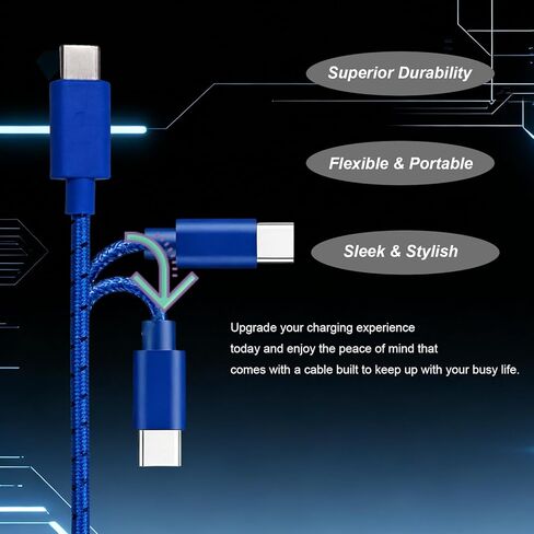 كابل شحن USB من النوع C بطول 2.7 متر بطول 9 أقدام، خط مضفر متعدد الطبقات (أزرق)، متوافق مع Xbox Series S/X، متوافق مع سلك شحن وحدة التحكم Xbox Elite Series 2 in Kuwait