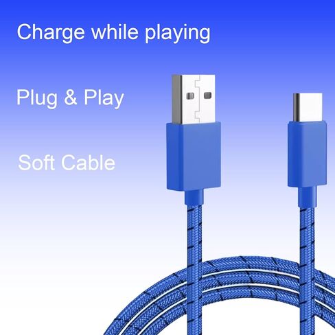 كابل شحن USB من النوع C بطول 2.7 متر بطول 9 أقدام، خط مضفر متعدد الطبقات (أزرق)، متوافق مع Xbox Series S/X، متوافق مع سلك شحن وحدة التحكم Xbox Elite Series 2 in Kuwait