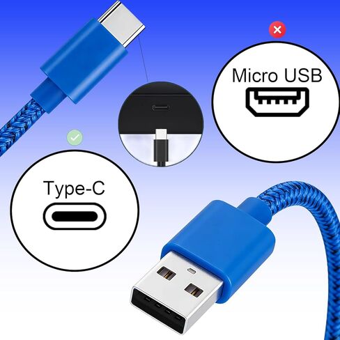 كابل شحن USB من النوع C بطول 2.7 متر بطول 9 أقدام، خط مضفر متعدد الطبقات (أزرق)، متوافق مع Xbox Series S/X، متوافق مع سلك شحن وحدة التحكم Xbox Elite Series 2 in Kuwait