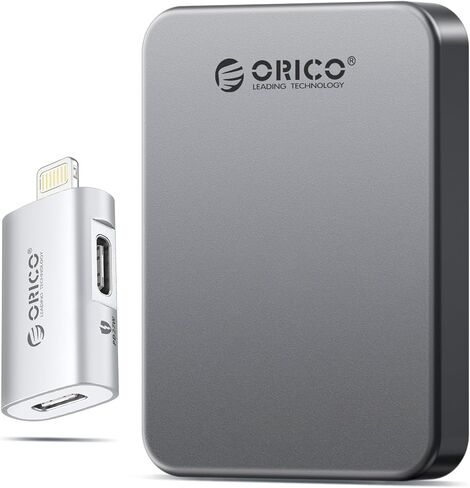 ORICO 256GB Magnetic External SSD Up to 460MB/s, External Solid State Drive Compatible with iPhone 17 16 15 Pro Max + USB C Female to Lightning Male for iPhone 14 13 11 12 Pro Max K5plus in Saudi Arabia