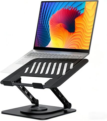 Adjustable Laptop Stand with 360 Rotating Base, Computer Stand for Laptop Ergonimic Foldable Laptop Riser for Desk Compatible with MacBook Pro/Air Notebook up to 16 Inches, Black in Saudi Arabia