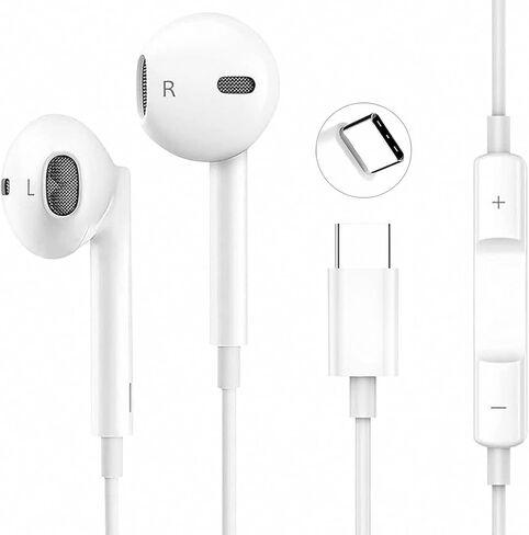 USB C Headphones Wired Earbuds for iPhone 17/16 Plus/15 Pro Max, USBC Headphone Type C Earphones with Mic &Volume Control Compatible with Samsung Galaxy S23 S22 S21 FE iPad Pro Huawei Google Pixel in Saudi Arabia