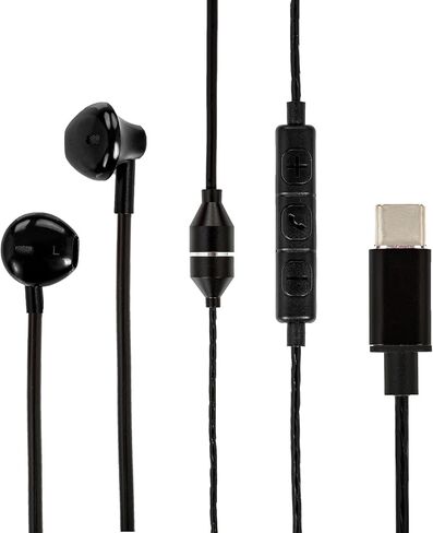 سماعات رأس سلكية مضادة للإشعاع بأنبوب هوائي مزودة بميكروفون، وقابس USB-C، وسماعات أذن آمنة خالية من الإشعاع لسلسلة iPhone 15/16/17 وهواتف Android وجميع أجهزة USB-C. (أسود) in Kuwait