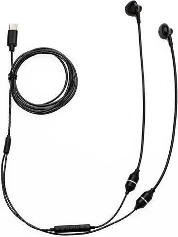 سماعات رأس سلكية مضادة للإشعاع بأنبوب هوائي مزودة بميكروفون، وقابس USB-C، وسماعات أذن آمنة خالية من الإشعاع لسلسلة iPhone 15/16/17 وهواتف Android وجميع أجهزة USB-C. (أسود) in Kuwait