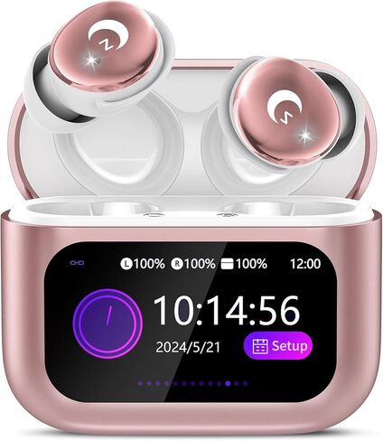 سماعات أذن VEKJ Sleep تعمل بتقنية البلوتوث 5.4 داخل الأذن، سماعات أذن صغيرة تعمل باللمس لمدة 48 ساعة، تصميم صغير للنوم الجانبي، 5 أوضاع EQ، مكالمات واضحة تمامًا، سماعات أذن مقاومة للماء IPX7 باللون الأسود in Kuwait