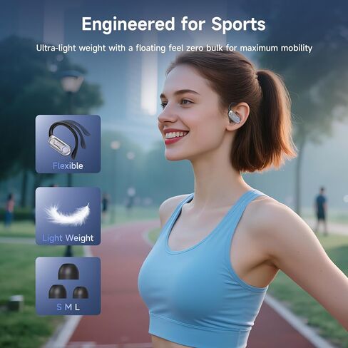 Wireless Earbuds, Sports Bluetooth 6.1 Earhooks Headphones, 90H Playtime LED Charging Case, ENC Noise Cancelling, 16.2mm Driver HiFi Stereo, IPX7 Waterproof Earphones for Running Workout Gym Black in Saudi Arabia
