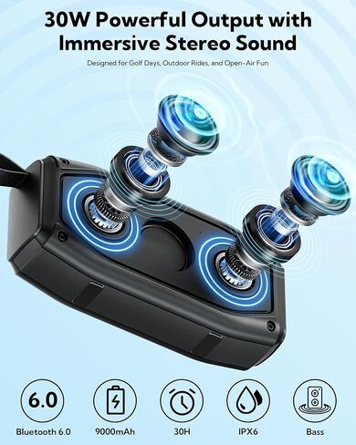 ShellHome Golf Magnetic Bluetooth Speakers, Portable Wireless Waterproof Speaker, 30H Playtime, IPX6, Shockproof, TWS Stereo, RGB Lights, Golf Cart Accessories, Golf Gifts, for Outdoor, Camping in Saudi Arabia