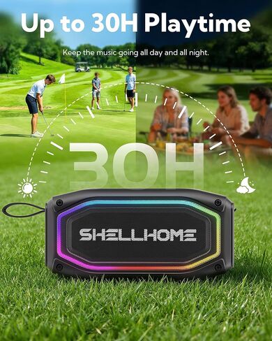 ShellHome Golf Magnetic Bluetooth Speakers, Portable Wireless Waterproof Speaker, 30H Playtime, IPX6, Shockproof, TWS Stereo, RGB Lights, Golf Cart Accessories, Golf Gifts, for Outdoor, Camping in Saudi Arabia