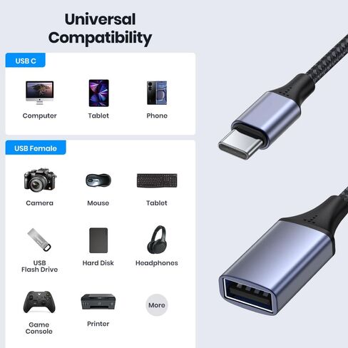محول USB C إلى USB 2.0 [3 حزم] محول كابل USB C ذكر إلى USB أنثى OTG in Saudi Arabia