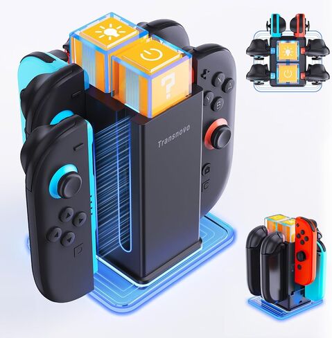 6-in-1 Charging Dock for Nintendo Switch 2/ Switch/OLED, Switch Controller Charger with Magnetic&Slide-in Dual Charging System, 9 RGB Lighting Modes&4 Brightness Levels, Joycon 2/1 Accessories in Saudi Arabia