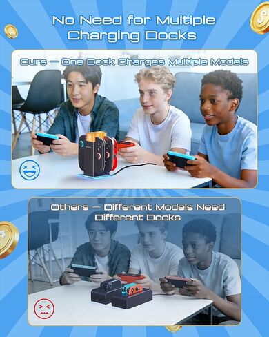 6-in-1 Charging Dock for Nintendo Switch 2/ Switch/OLED, Switch Controller Charger with Magnetic&Slide-in Dual Charging System, 9 RGB Lighting Modes&4 Brightness Levels, Joycon 2/1 Accessories in Saudi Arabia