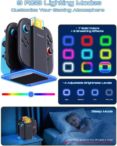 6-in-1 Charging Dock for Nintendo Switch 2/ Switch/OLED, Switch Controller Charger with Magnetic&Slide-in Dual Charging System, 9 RGB Lighting Modes&4 Brightness Levels, Joycon 2/1 Accessories in Saudi Arabia