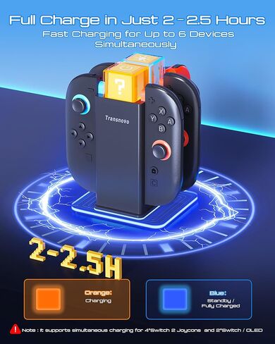6-in-1 Charging Dock for Nintendo Switch 2/ Switch/OLED, Switch Controller Charger with Magnetic&Slide-in Dual Charging System, 9 RGB Lighting Modes&4 Brightness Levels, Joycon 2/1 Accessories in Saudi Arabia