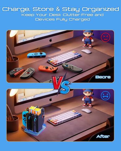 6-in-1 Charging Dock for Nintendo Switch 2/ Switch/OLED, Switch Controller Charger with Magnetic&Slide-in Dual Charging System, 9 RGB Lighting Modes&4 Brightness Levels, Joycon 2/1 Accessories in Saudi Arabia