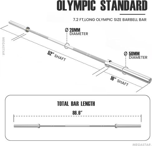 7ft Olympic Barbell, 2 inch Barbell for Weightlifting and Powerlifting, 1500LBS Capacity Olympic Bar for Home Gym in Saudi Arabia