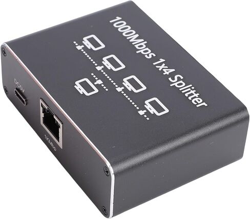 1 to 4 Gigabit Ethernet Splitter, Lightweight Aluminum Alloy Network Splitter, Hub with 1000Mbps High Speed, Ideal for Computer, Router, Display & Multiple Devices in Saudi Arabia