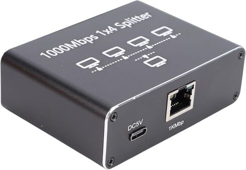 1 to 4 Gigabit Ethernet Splitter, Lightweight Aluminum Alloy Network Splitter, Hub with 1000Mbps High Speed, Ideal for Computer, Router, Display & Multiple Devices in Saudi Arabia