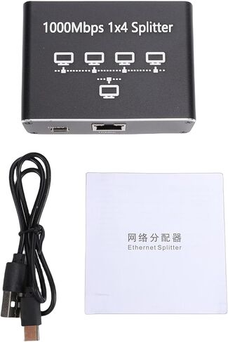 1 to 4 Gigabit Ethernet Splitter, Lightweight Aluminum Alloy Network Splitter, Hub with 1000Mbps High Speed, Ideal for Computer, Router, Display & Multiple Devices in Saudi Arabia