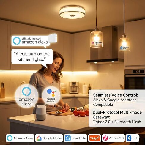 بوابة ذكية متعددة الأوضاع، Zigbee 3.0 وBluetooth Mesh Hub، التحكم في تطبيق Tuya Smart Life، متوافق مع Alexa وGoogle Home، جسر لاسلكي 2.4 جيجا هرتز (أبيض) in Kuwait