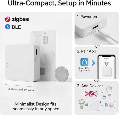 بوابة ذكية متعددة الأوضاع، Zigbee 3.0 وBluetooth Mesh Hub، التحكم في تطبيق Tuya Smart Life، متوافق مع Alexa وGoogle Home، جسر لاسلكي 2.4 جيجا هرتز (أبيض) in Kuwait