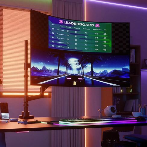 Mount-It! Dual Ultrawide Monitor Desk Mount for 17–49" Screens, Height-Adjustable Stacking Arms with Pole, Heavy Duty Gas Spring, Full Motion, VESA 75/100, Clamp or Grommet in Saudi Arabia