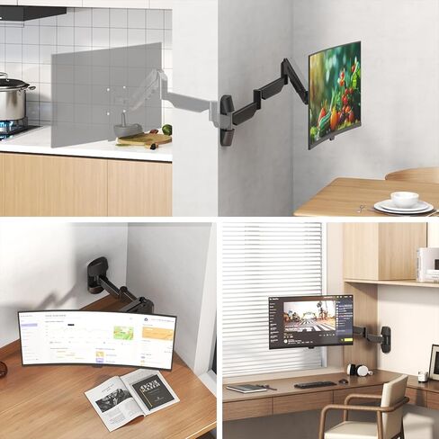 Monitor Wall Mount for 13''-32''-inch Screens - 30.28'' Extra Long Single Wall Mount Monitor Arm, Full Motion VESA Wall Bracket,75/100mm, Hold up to 19.8lbs, Black in Saudi Arabia