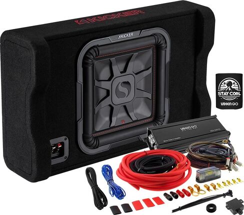 KICKER Subwoofer and Amp Package of 3 Items - 12" L7TDF 1200 Watt Down-Firing Loaded Sub Enclosure, Vixen Go Class D Monoblock Amplifier, and Complete 4AWG Wiring Kit 49L7TDF122+VGA-ZAP1D+VGK4GA in Saudi Arabia