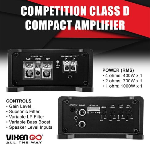 KICKER Subwoofer and Amp Package of 3 Items - 12" L7TDF 1200 Watt Down-Firing Loaded Sub Enclosure, Vixen Go Class D Monoblock Amplifier, and Complete 4AWG Wiring Kit 49L7TDF122+VGA-ZAP1D+VGK4GA in Saudi Arabia