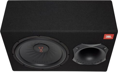 JBL SUBBP12AM - مضخم صوت يعمل بالطاقة مقاس 12 بوصة مع مضخم صوت مدمج، ذروة 450 وات + مجموعة أدوات الأسلاك - مثالية لأنظمة صوت السيارة (BassPro12) in Kuwait