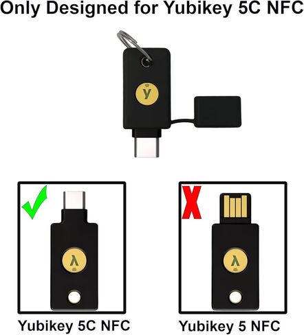 حافظة حماية من السيليكون مكونة من قطعتين لـ YubiKey 5C NFC، حامل غطاء لمفتاح Yubico Security Key C NFC، الوصول السريع والحماية اليومية - أسود وأزرق in Kuwait