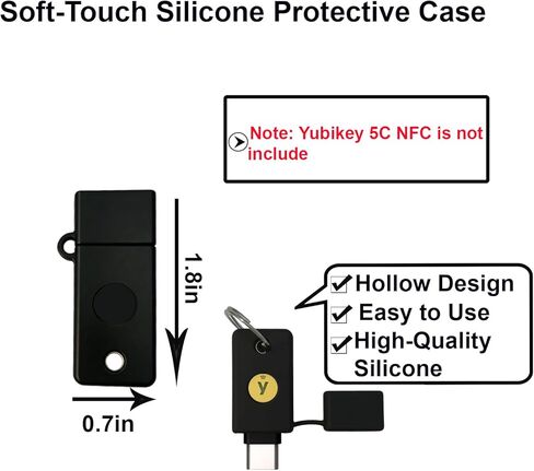 حافظة حماية من السيليكون مكونة من قطعتين لـ YubiKey 5C NFC، حامل غطاء لمفتاح Yubico Security Key C NFC، الوصول السريع والحماية اليومية - أسود وأزرق in Kuwait